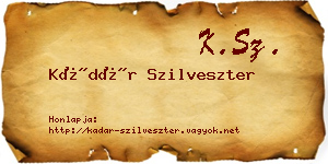 Kádár Szilveszter névjegykártya